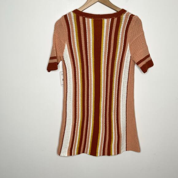 Free People Mini Dress Womens XS Lollipop Sunset Stripe Knit Boho Festival 70s - Picture 11 of 14